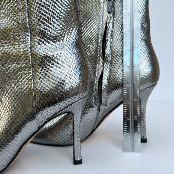 Marc Fisher Metallic Leather Silver Snake Pointed Toe Stiletto Booties Sz 9 - Picture 6 of 7